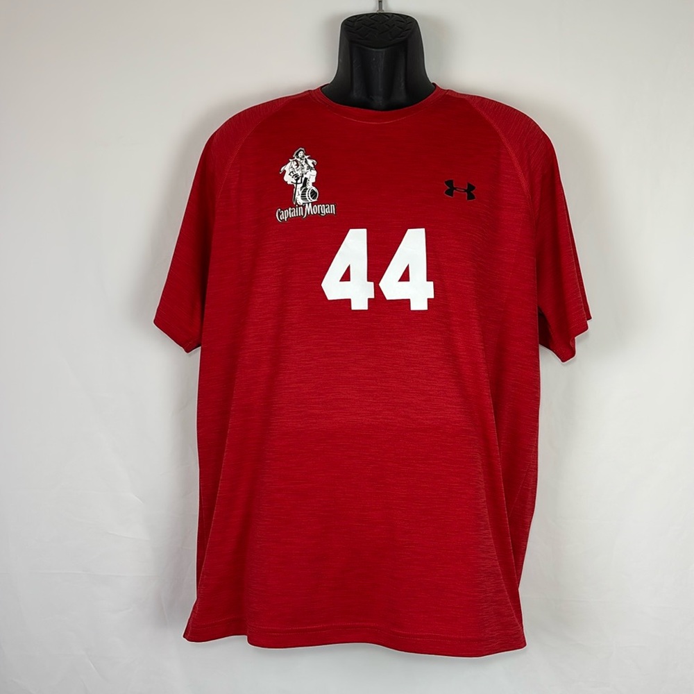 UA Under Armour Mens Sz XL Loose Heat Gear RED Captain Morgan BOTTOMS Up